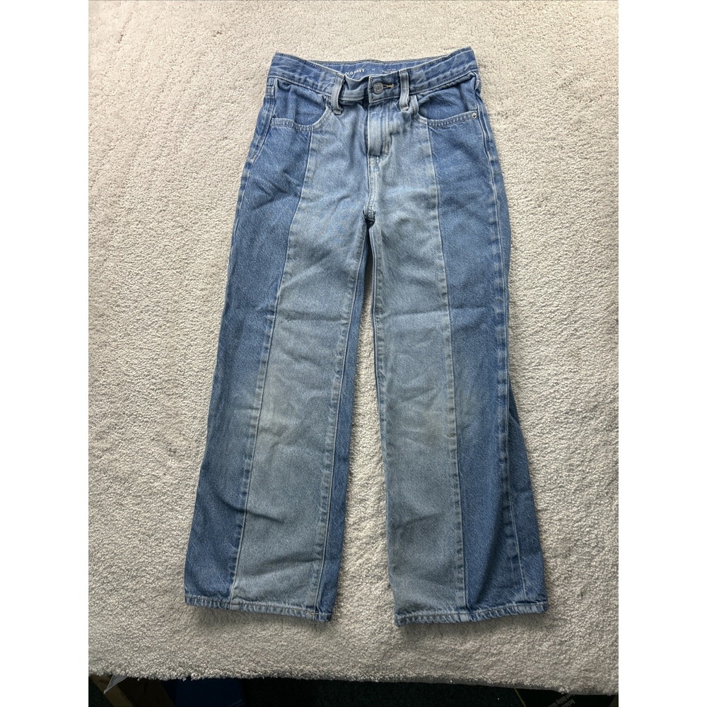 Old Navy Girls Jeans Size 10 Baggy Wide Leg High Rise Blue Built Tough